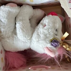 White Plush Unicorn with Pink and Gold Accents